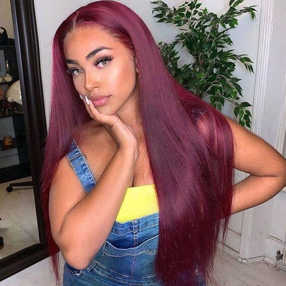 Burgundy Straight Lace Front Wig