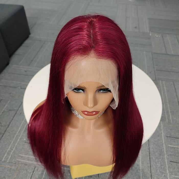 Burgundy Straight Lace Front Wig