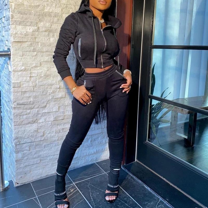 Cropped Hoodie Jogger Set